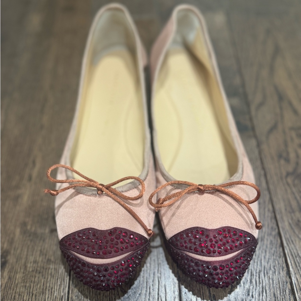Charlotte Olympia Kiss me Darcy Silk Flats size 39